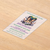 Gemini Zodiac Baby Shower Lavender and Green アクリル招待状 (レイダウン)