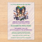 Gemini Zodiac Baby Shower Lavender and Green アクリル招待状 (正面)