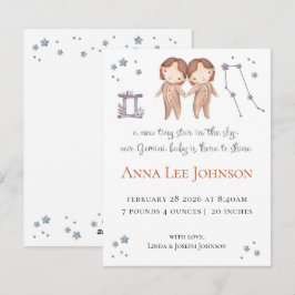 Gemini Zodiac Birth Announcement シーズンカード