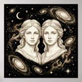 Gemini Zodiac Celestial Astrology ポスター (正面)