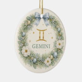 Gemini Zodiac Christmas Ornament – Winter Floral W セラミックオーナメント (右)