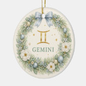 Gemini Zodiac Christmas Ornament – Winter Floral W セラミックオーナメント (左)