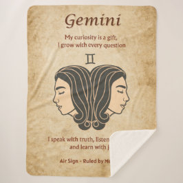Gemini Zodiac Design w/ Curious Mind Affirmations シェルパブランケット