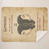 Gemini Zodiac Design w/ Curious Mind Affirmations シェルパブランケット (正面(横))