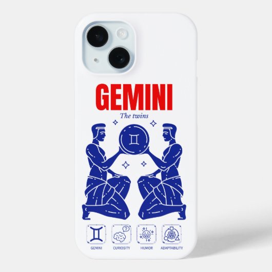Gemini Zodiac Duality Astrology Line Art Case-Mate iPhoneケース (裏面)