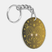 Gemini Zodiac Emblem | Minimal Celestial Symbol キーホルダー (正面左)