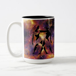 Gemini Zodiac Galaxy Design – Astrology Birthday H ツートーンマグカップ