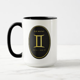 Gemini Zodiac Gold Oval Emblem Mug | Luxury Astrol マグカップ