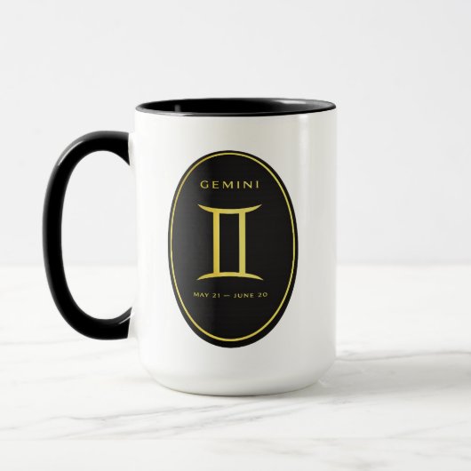 Gemini Zodiac Gold Oval Emblem Mug | Luxury Astrol マグカップ (左)