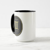 Gemini Zodiac Gold Oval Emblem Mug | Luxury Astrol マグカップ (正面左)