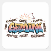Gemini Zodiac  Graffiti  スクエアシール (正面)