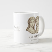 Gemini Zodiac Personalized Name & Birth Date ジャンボコーヒーマグカップ (正面右)