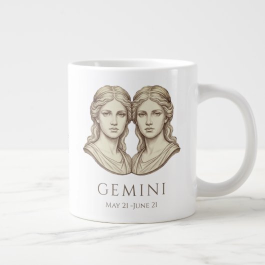 Gemini Zodiac Personalized Name & Birth Date ジャンボコーヒーマグカップ (右)