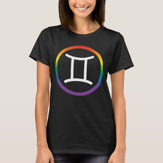 Gemini Zodiac Sign Gay Pride Rainbow LGBT LGBTQ As Tシャツ (正面)