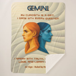Gemini Zodiac Sign Modern 3D Astrology Design シェルパブランケット