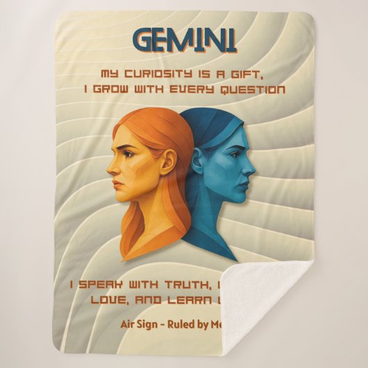 Gemini Zodiac Sign Modern 3D Astrology Design シェルパブランケット (正面)