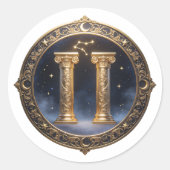 Gemini Zodiac Twins ラウンドシール (正面)