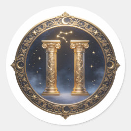 Gemini Zodiac Twins ラウンドシール