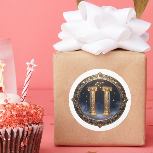 Gemini Zodiac Twins ラウンドシール (パーティー)