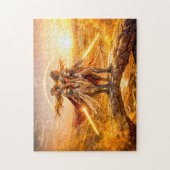 Gemini Zodiac with Twin Warrior Women and Glowing  ジグソーパズル (縦)