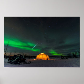 Geminid Meteor and the Northern Lights in Sweden ポスター
