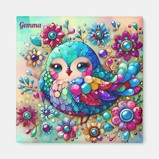 GEMMA ~かわいい明るい金属製の鳥~ マグネット (正面)