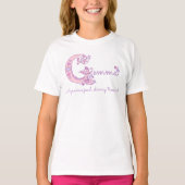 Gemma という名前の装飾的なカスタムの意味を持つピンクの女の子の名前 tシャツ (正面)