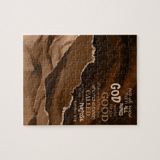 Gemstone Agate Romans 8:28 Bible Verse ジグソーパズル (横)