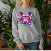 Gemstone Butterfly With Pink Roses T-Shirt Tシャツ