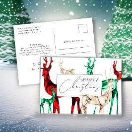 Gemstone Crystal Reindeer Christmas Postcard シーズンポストカード