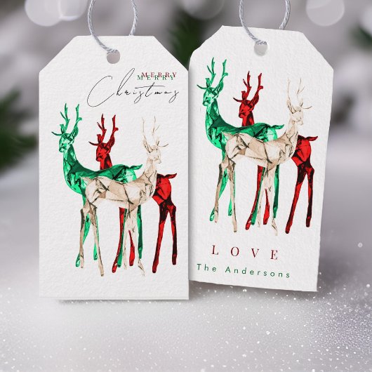 Gemstone Crystal Reindeer Merry Christmas ギフトタグ