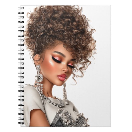 Gemstone Glow Glam Girl Spiral Photo Notebook ノートブック (正面)