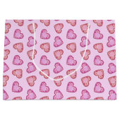 Gemstone Hearts Cute Pink Valentines Day ラージペーパーバッグ (正面)