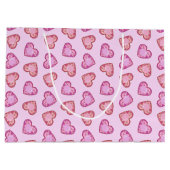 Gemstone Hearts Cute Pink Valentines Day ラージペーパーバッグ (裏面)