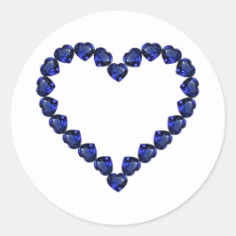 Gemstone Sapphire Blue Heart ラウンドシール