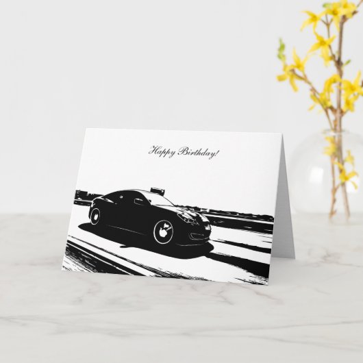 GENのクーペの圧延は-車のテーマのバースデー・カードを撃ちました カード (黄色い花)