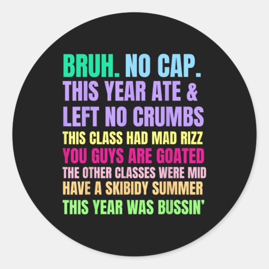 Gen Aスラング先生ハッピースクールの最終日2025 ラウンドシール (正面)