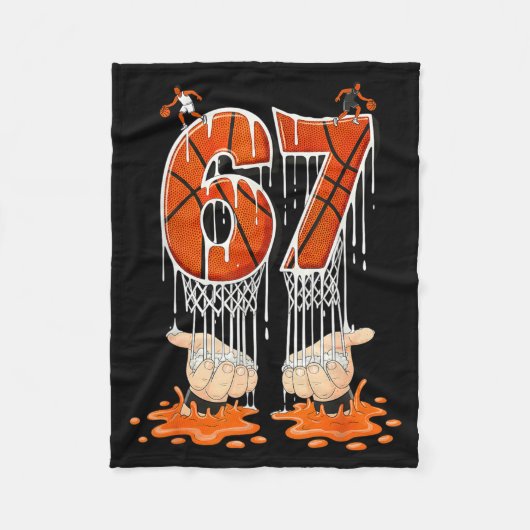 Gen Alpha Slang Kids 67 Basketball Ice Cream Drip フリースブランケット (正面)