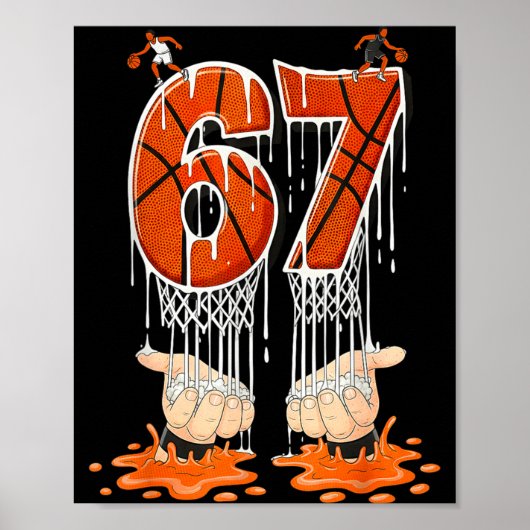 Gen Alpha Slang Kids 67 Basketball Ice Cream Drip ポスター (正面)