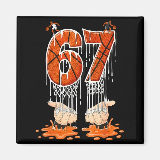 Gen Alpha Slang Kids 67 Basketball Ice Cream Drip  マグネット (正面)