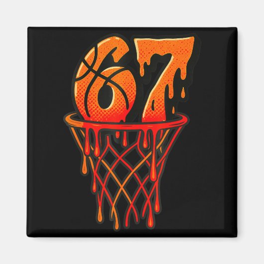 Gen Alpha Slang Kids 67 Basketball Ice Cream Drip  マグネット (正面)