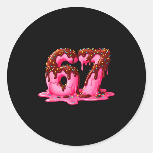 Gen Alpha Slang Kids 67 Ice Cream Drip Six Seven  ラウンドシール (正面)