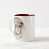 Gen. MacArthur Iは戻りました(ブラウンのプリント) ツートーンマグカップ (正面左)