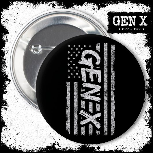 Gen X Gen Xer Generation Xアメリカ国旗Gen X 缶バッジ
