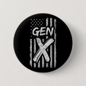 Gen X Gen Xer Generation Xアメリカ国旗Gen X 缶バッジ (正面)