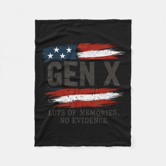 Gen X Lots Of Memories No Evidence Usa Flag Humor  フリースブランケット (正面)
