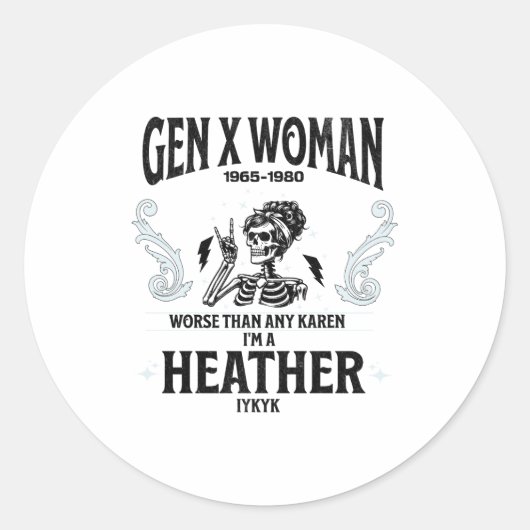 Gen X Woman Funny  ラウンドシール (正面)