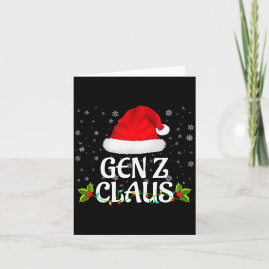 Gen Z Claus Christmas Lights Santa Pajama Family M カード (正面)