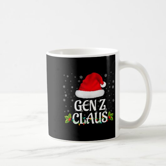 Gen Z Claus Christmas Lights Santa Pajama Family M コーヒーマグカップ (右)