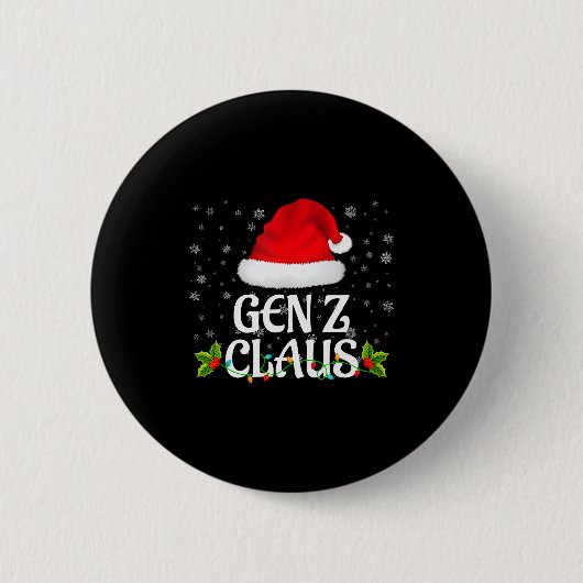 Gen Z Claus Christmas Lights Santa Pajama Family M 缶バッジ (正面)